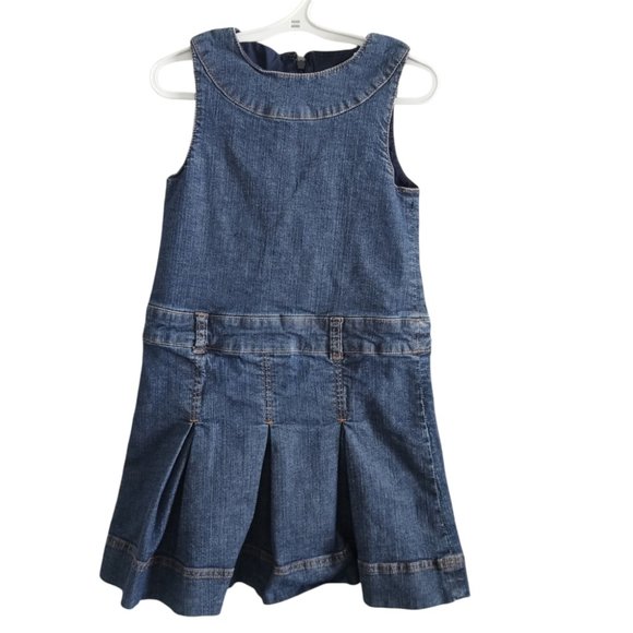 Jacadi Paris Cotton Spandex Sleeveless Denim Jumper Dress Size 8Y - Picture 1 of 9